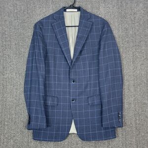 Hardwick Blazer Men 38R Blue Plaid Gingham Check 100% Wool Sport Coat Jacket USA